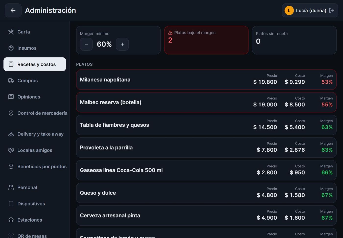 Captura: Costos y control